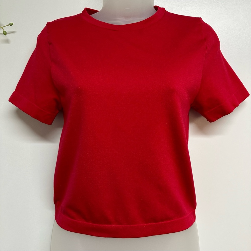 A new day size medium red crew neck short sleeve top, soft w/ good stretch